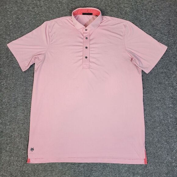 Greyson Mens Polo Golf Shirt Size L Pink Performance Short Sleeve - Picture 1 of 8